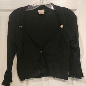 Karen Millen Black Viscose Ribbed Cardigan